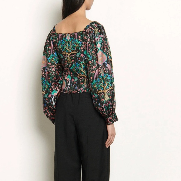 SANDRO PARIS IVEA BLACK PRINTED SILK TOP - Picture 3 of 13